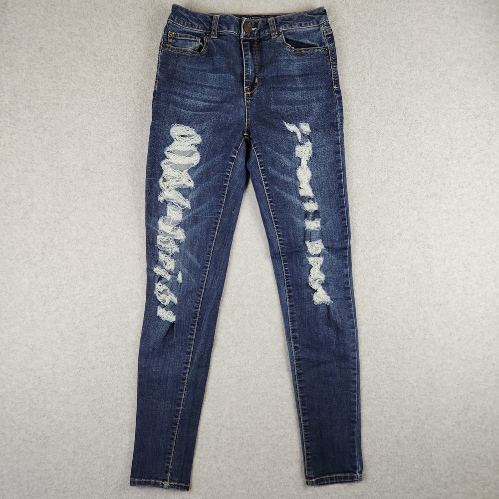 Boom Boom Distressed Skinny Jeans‎ Women's Size 5 Blue Dark Wash
